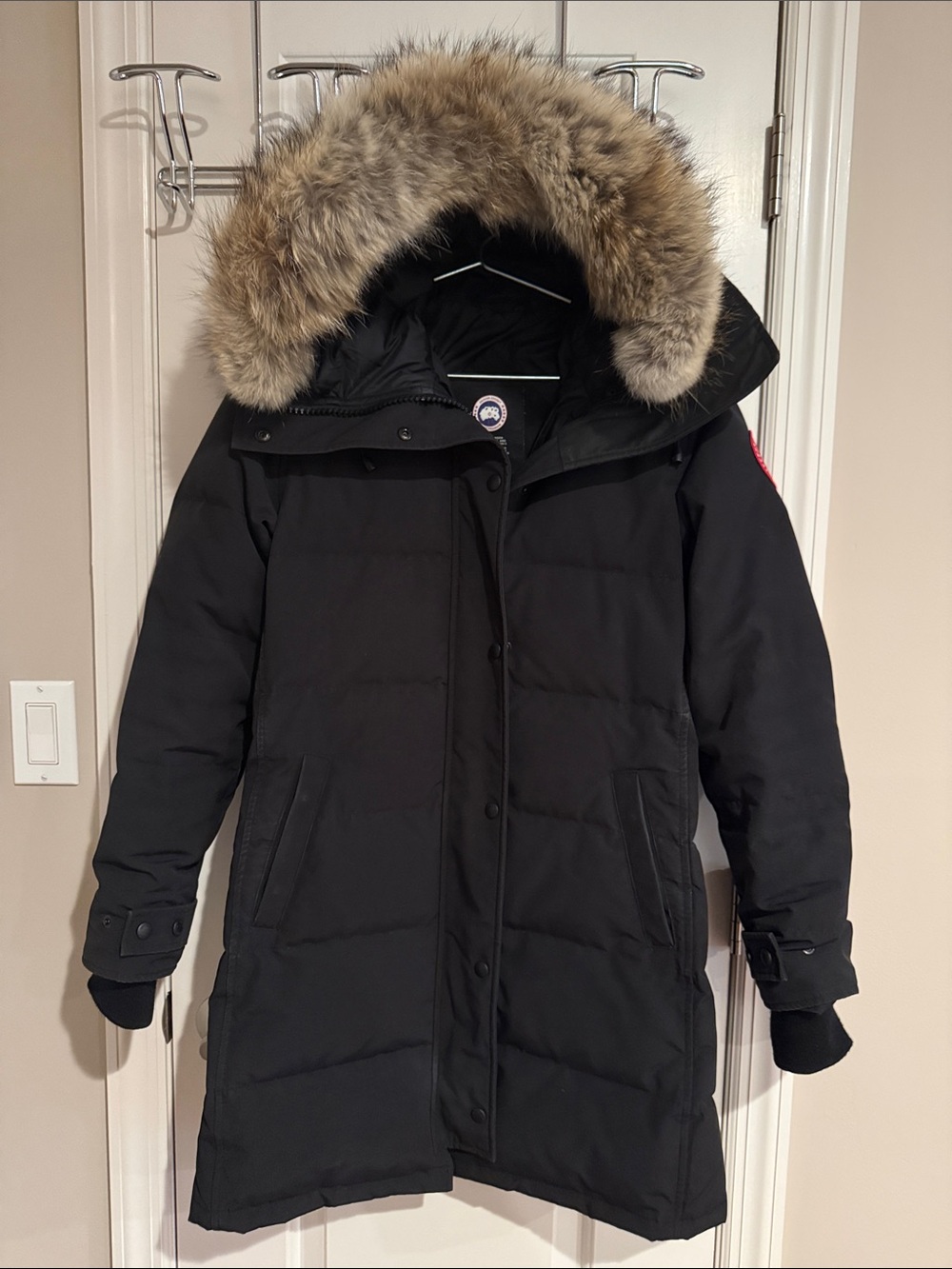Canada Goose Black Down Parka with Fur-Trim Hood - Size Small